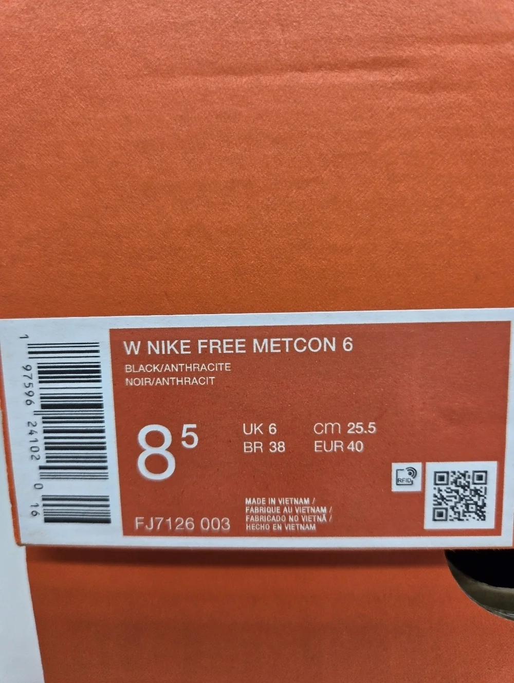 Nike Free Metcon 6 Black Anthracite Women's Workout Shoes Size 8.5 New